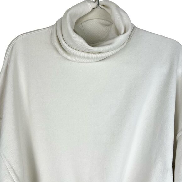AGOLDE Balloon Sleeve Turtleneck Sweatshirt Sz S Ivory Relaxed Casual Chic - Picture 5 of 14